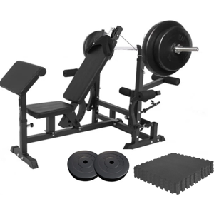 Gorilla Sports Multigympaket BASIC Black/White 60kg Gymgolv - Vit / Mörk Parkett Gorilla Sports