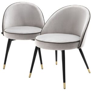 Eichholtz Cooper matstol roche light grey velvet set of 2 Eichholtz